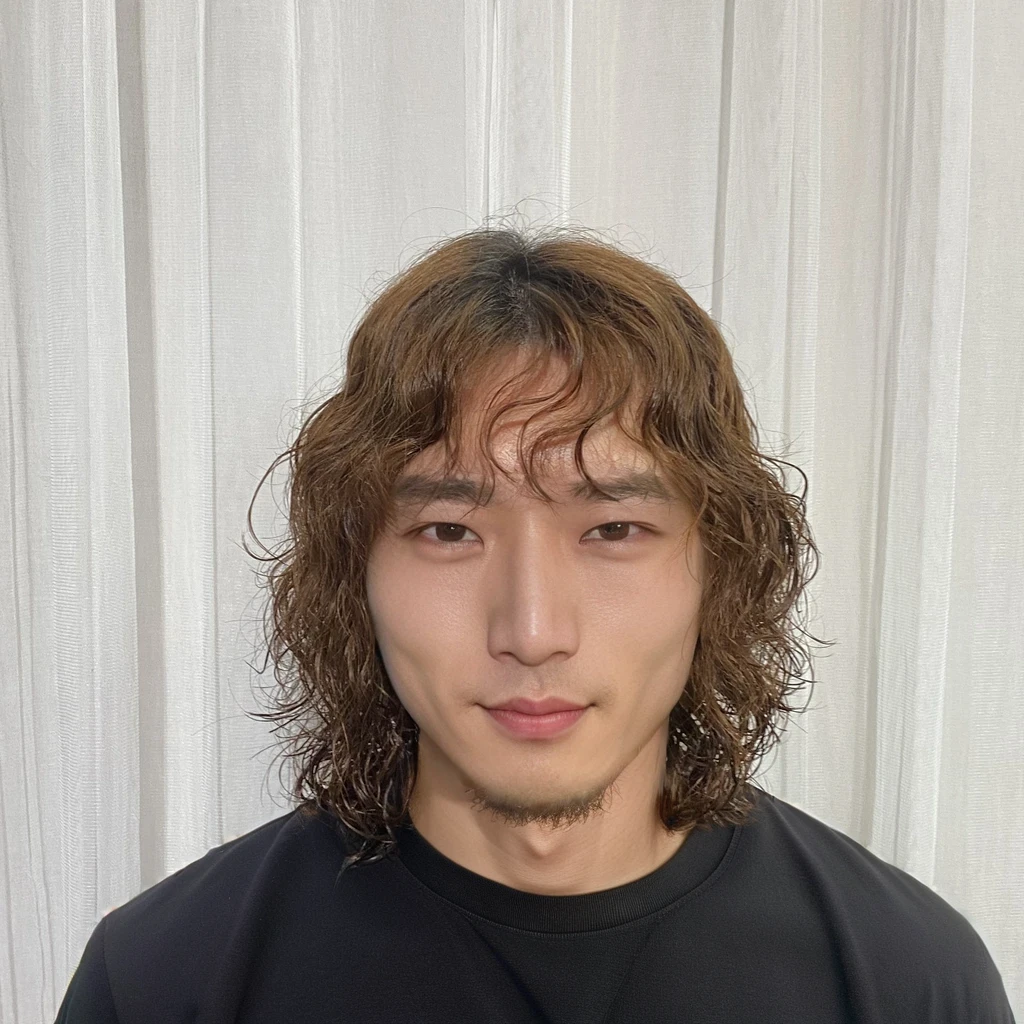 Best Quality, 8k, Masterpiece, (Portrait: 1.3), (photo realistic:1.4), (hyper realistic:1.4), Sharp Focus, looking at viewer, (smoother lighting:1.1), (increase cinematic lighting quality:0.9), realistic lighting, backlighting, light on face, ray trace, (brightening light:1.2), (Increase quality:1.4), sharp detail, (best quality real texture skin:1.4), finely detailed eyes, black_eyes, finely detailed face, 25 year old Korean man, (black t-shirt:1.4), (Create an image maintai