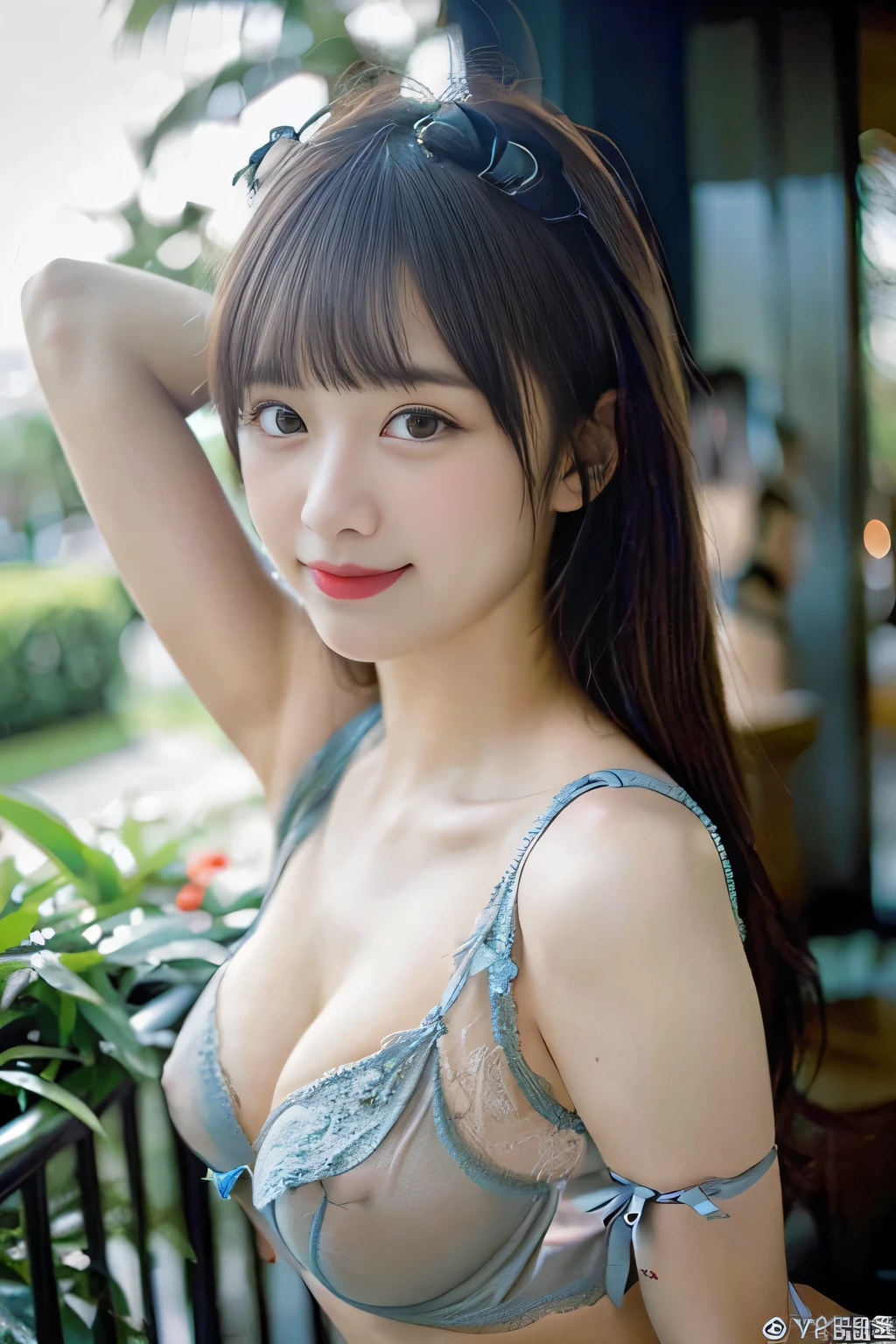 (Best Quality,4K, 8K, hight resolution, masutepiece:1.5), Ultra-detailed, (Realistic ,Photorealistic ,Photorealsitic:1.8), 1girl in, (Perfect body :1.8), Ultra-detailed face, Detailed lips, Detailed eyes, Sexy double eyelids, Beautiful detailed eyes, Beautiful detailed lips, sexy flirty pose, Hi-Res, Cinematic Angle, Professional Lighting, Unity 8k Wallpaper, Aesthetic, masterpiece, top-quality, Shy laughter, South Island, Waikiki, indoors, (Large Breasts:1.5), (Slim Body:1.5), (Cute See-through lingerie:1.5), (18years old:1.8),