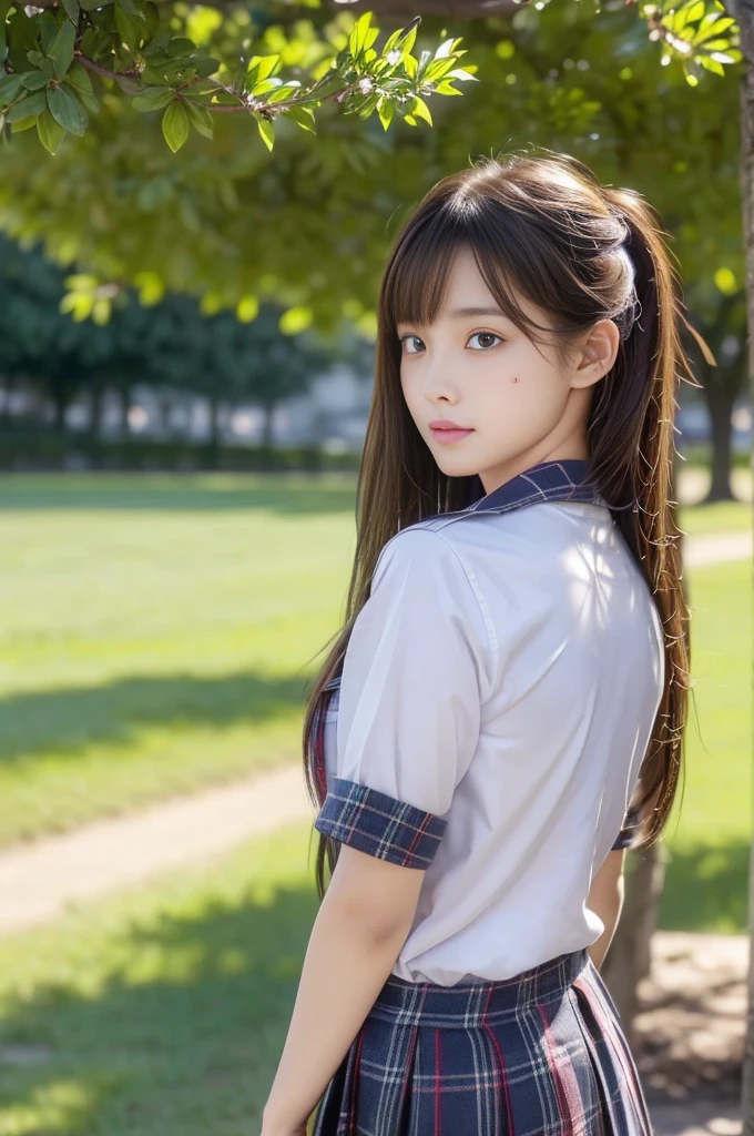masterpiece、Highest quality、Very detailed、An illustration、Beautiful details、One Girl、cute、Detailed landscape、Library Background、Beautiful Hairstyles、Perfect Anatomy:1.4,4K resolution,((Baseball uniform)),Smiling,(Ultra-realistic), (最高のAn illustration), (Increase the resolution), (8K), (masterpiece), 1 girl, ((The front hair is up)), Slender body, (Slender girl),(Slim girl),Virtual Girl Lynn,Turning back and facing away