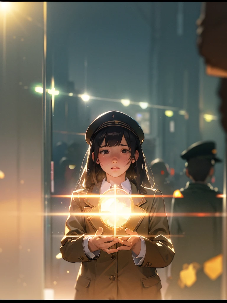 (Sumilux f1.4 24mm , low Latitude old color negative film , cross process , bokeh, flare, chromatic aberration , soft focus, (Shallow focus) , soft glow , Maximum aperture, High Key , Transparent depiction) , Students attending Steampunk Private School