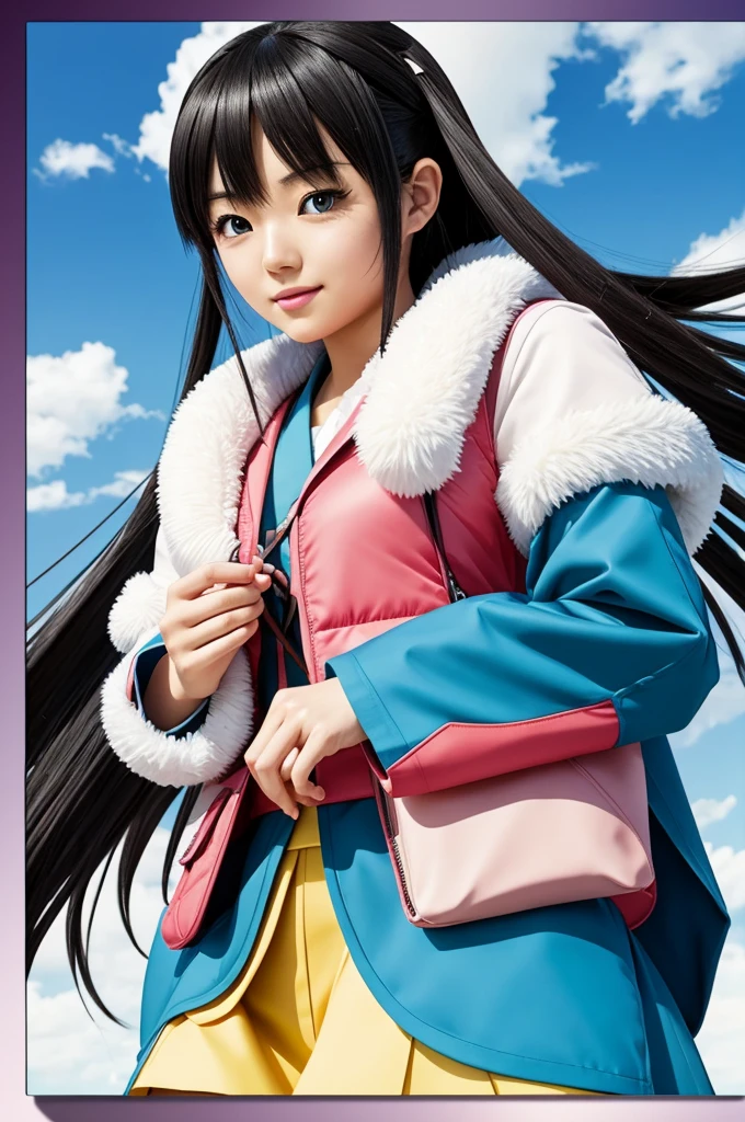 I want a Pokémon style card design but with a hyper-realistic anime of a Japanese woman