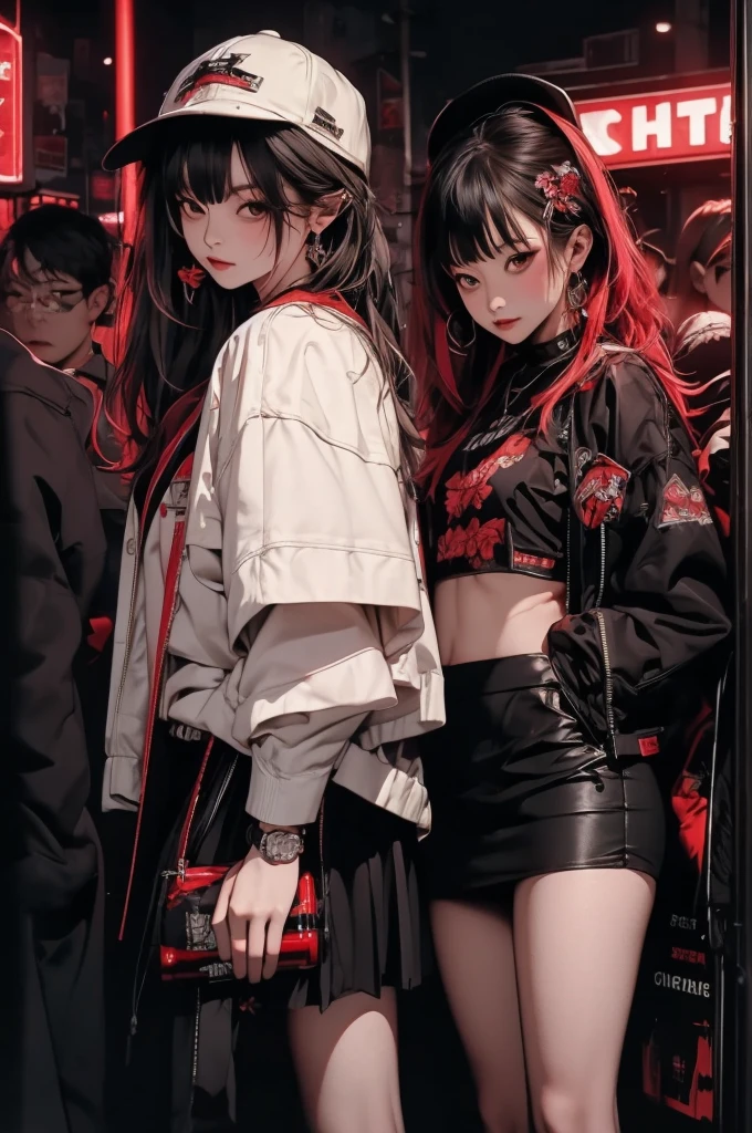 (masterpiece), (best quality), (Extremely detailed), nightclub, sexclub, club, carnival, red light, darkroom, smokes, FOG, grope, different, Harassment, , Alcohol, 大leg, leg, skirt