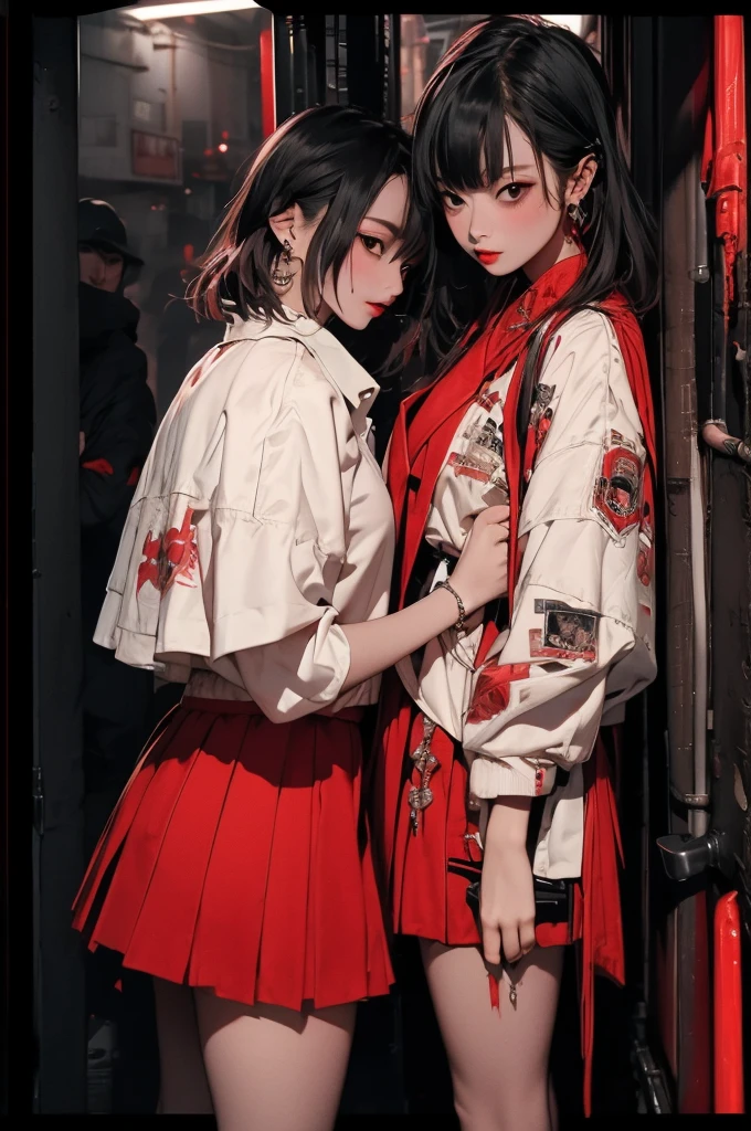 (masterpiece), (best quality), (Extremely detailed), nightclub, sexclub, club, carnival, red light, darkroom, smokes, FOG, grope, different, Harassment, , Alcohol, 大leg, leg, skirt