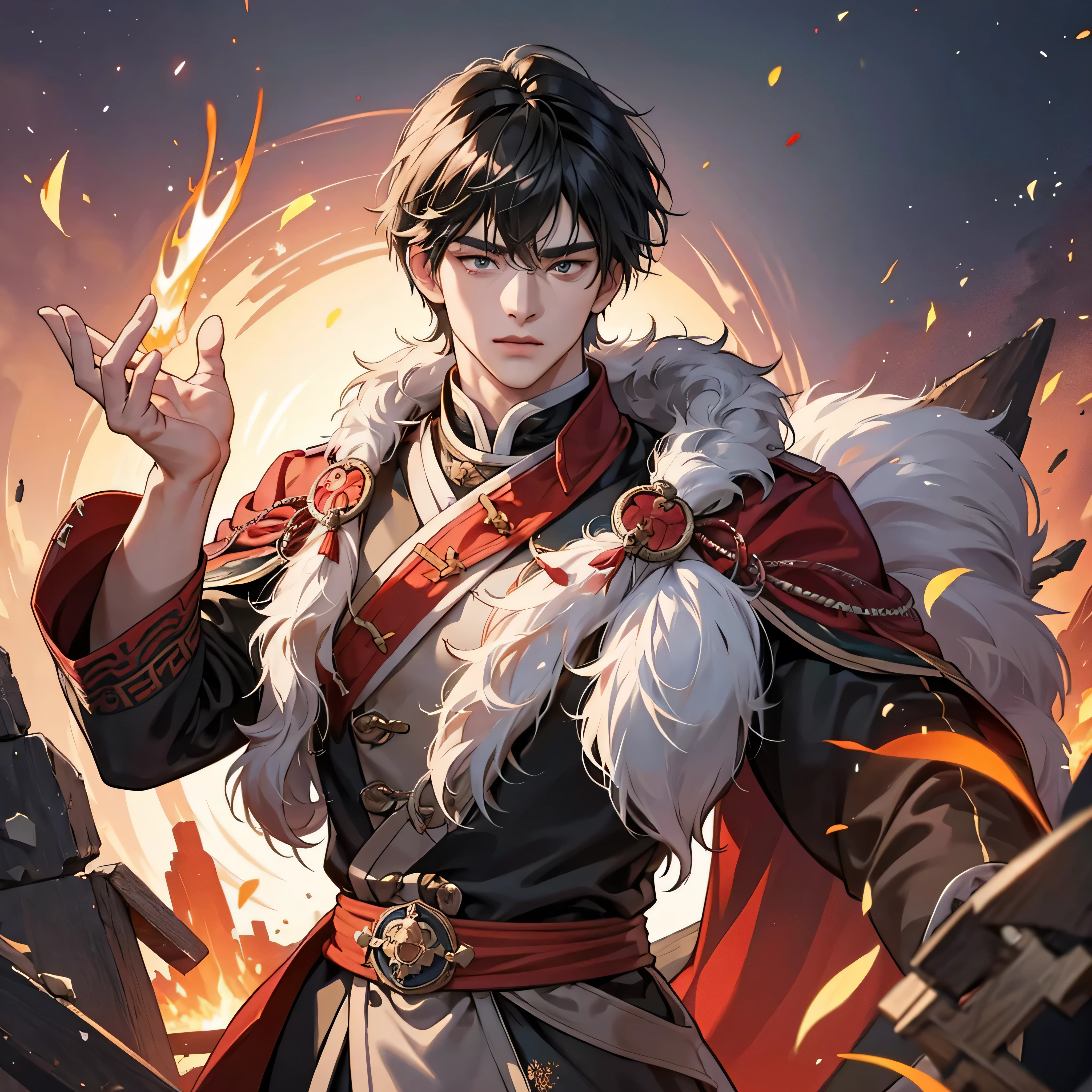 1 handsome genghis khan, manly, handsome, demon slayer, 8k, hd, unreal engine,