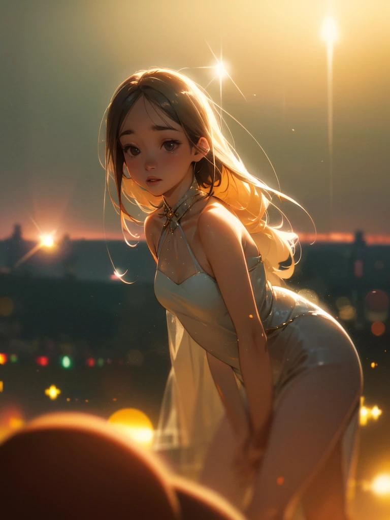 (Sumilux f1.4 24mm , low Latitude old color negative film , cross process , bokeh, flare, chromatic aberration , soft focus, (Shallow focus) , soft glow , Maximum aperture, High Key , Transparent depiction) , Beast Girl and Handsome Man