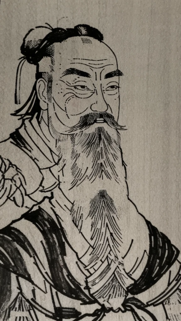 (((whole body))),((Monochrome)),(((Ink Painting))),Oriental、Men in ancient Chinese costumes、(ancient chinese hairstyle male)、As seen in the Romance of the Three Kingdoms々military commander、Highest quality、masterpiece、Ultra-high resolution、(Realistic:1.4)、Game Poster、Crisp and beautiful image quality、beard、Embroidered cloth wrapped around a topknot、whole body ,(Skin of color, ),(beard):1.2), (Very detailed, bloom:1.5), (Highest quality, Concept Art, 4K), (analog:1.2), (high sharpness), (Detailed pupil:1.1), Detailed face and eyes, masterpiece, Highest quality, (Very detailed photos:1.1), 8k, (Dynamic Short Hair), (PurerosFace_v1:0.2), [:(Detailed face:1.2):0.2], sharp, Shadow, 