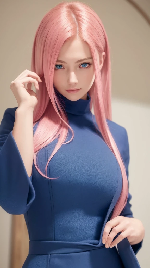 ((masterpiece)), ((best quality)), (ultra-detailed)00, a pretty woman, solo, suit, beautiful pink hair, beautiful blue eyes, ((beautiful eyes))00