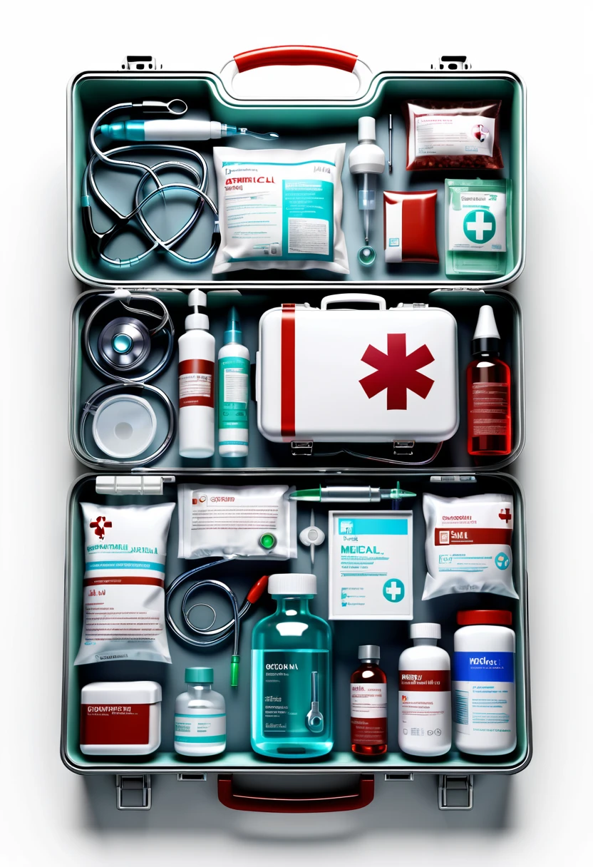 Generates a semi-realistic medical kit，Takes up 70% of the image size%，Spawn items centered，The background is a pure white background，No extra elements needed。