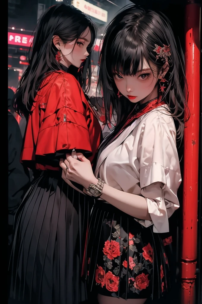 (masterpiece), (best quality), (Extremely detailed), nightclub, sexclub, club, carnival, red light, darkroom, smokes, FOG, grope, different, Harassment, , Alcohol, 大leg, leg, skirt,1girl(