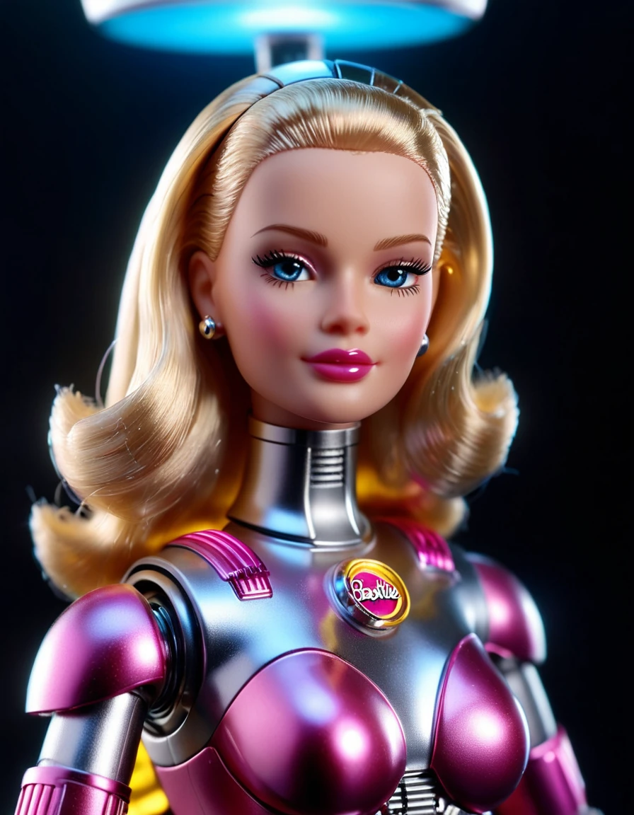 Supergirl、barbie doll collection、Accurate Mattel product、Forbidden Planet、Robbie the Robot (1956) ,  Octane Rendering, From wlop, refraction, ray tracing reflection, Diffraction Grading, Highly detailed and exquisite, Hypermaximalist, elegant, Brilliant, Ultra-realistic, Very detailed, Head above water