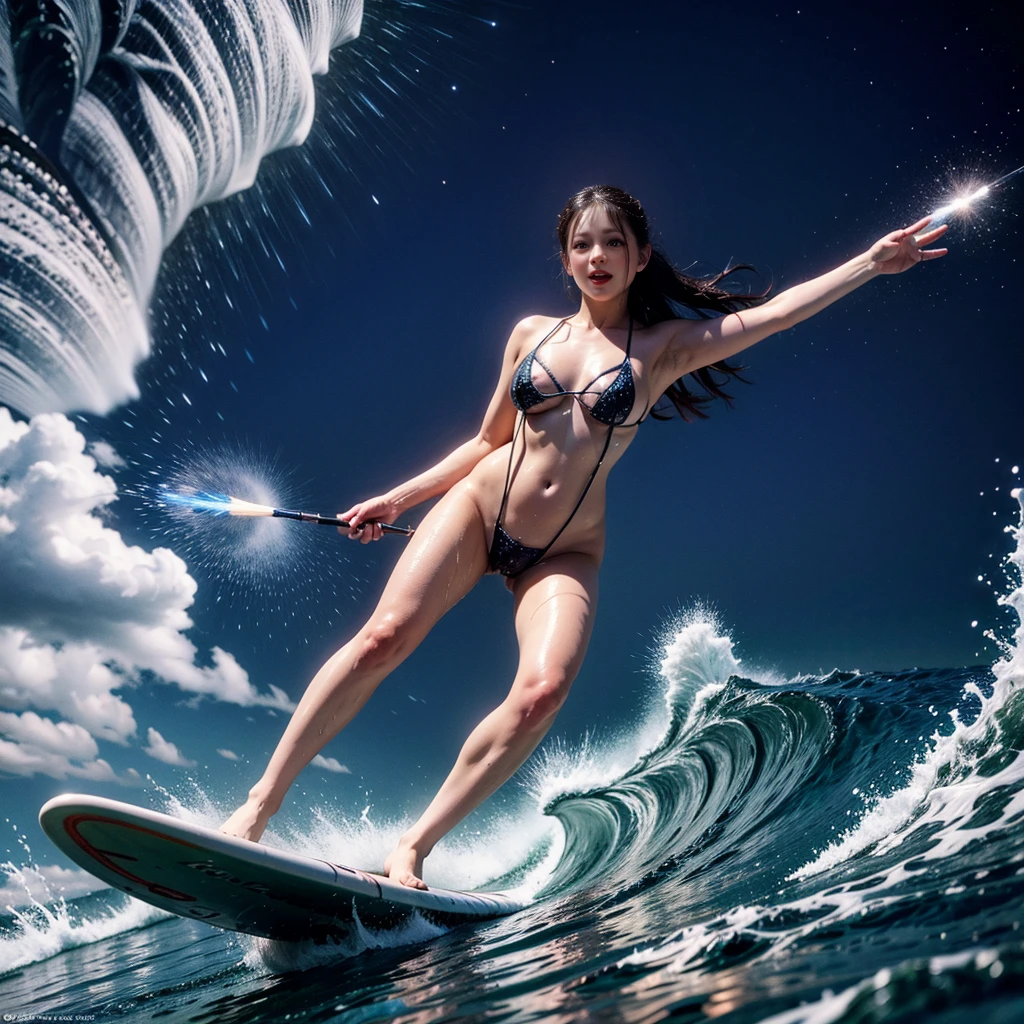 (ZoomedOut:1.28, Wide-shot) ZoomLayer (Epic photo of surfer magazine:1.37). (Full of Water, Everything Wetted:1.4) WetHair (extremely detailed Cute Girl in RED)(SparklingHighlights:1.28), Dynamic Joyful Expressions LifeLike Rendering (ManoErina:1.0) . Overflowing Gigantic Sideboob (Clearly Visible Beautiful Breast to Buttocks Line) Tiny and Roundly Butt, Detailed wet clothing texture, (Sloppy Surfboard:-1.2) Riding on waves, Sparkling water, TyndallEffect(Starry Water Particles:1.32), Whole Body proportions and all limbs are anatomically accurate