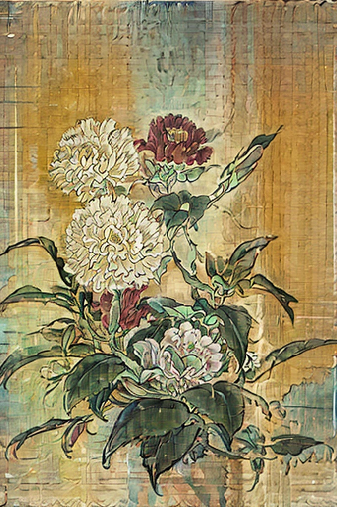 Pine flowers,peony,Flowers, seal, sign,tit