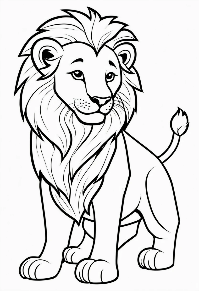 coloring page for kids, lion