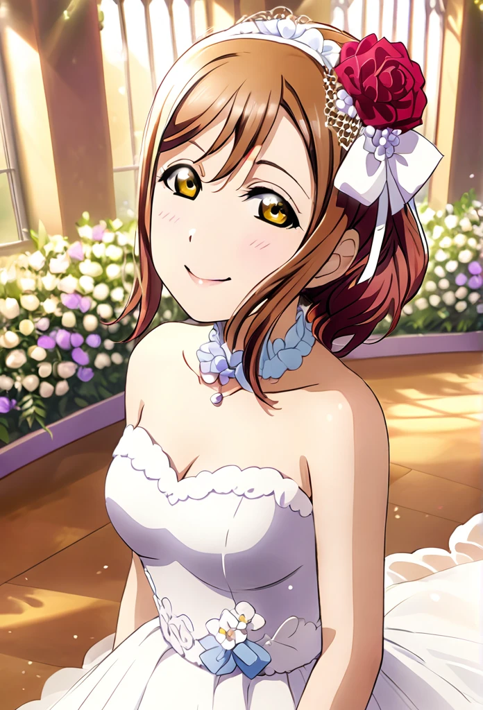 Ultra-realism、One Girl, Maki Nishikino、Red Hair、Purple Eyes、Wedding dress、Background Wedding Venue