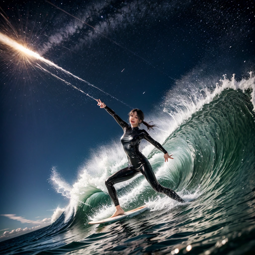 (ZoomedOut:1.28, Wide-shot) ZoomLayer (Epic photo of surfer magazine:1.37). (Full of Water, Everything Wetted:1.4) WetHair (extremely detailed Cute Girl in RED)(SparklingHighlights:1.28), Dynamic Joyful Expressions LifeLike Rendering (ManoErina:1.0) . Overflowing Gigantic Sideboob (Clearly Visible Beautiful Breast to Buttocks Line) Tiny and Roundly Butt, Detailed wet clothing texture, (Sloppy Surfboard:-1.2) Riding on waves, Sparkling water, TyndallEffect(Starry Water Particles:1.32), Whole Body proportions and all limbs are anatomically accurate