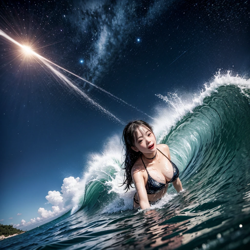 (ZoomedOut:1.28, Wide-shot) ZoomLayer (Epic photo of surfer magazine:1.37). (Full of Water, Everything Wetted:1.4) WetHair (extremely detailed Cute Girl in RED)(SparklingHighlights:1.28), Dynamic Joyful Expressions LifeLike Rendering (ManoErina:1.0) . Overflowing Gigantic Sideboob (Clearly Visible Beautiful Breast to Buttocks Line) Tiny and Roundly Butt, Detailed wet clothing texture, (Sloppy Surfboard:-1.2) Riding on waves, Sparkling water, TyndallEffect(Starry Water Particles:1.32), Whole Body proportions and all limbs are anatomically accurate