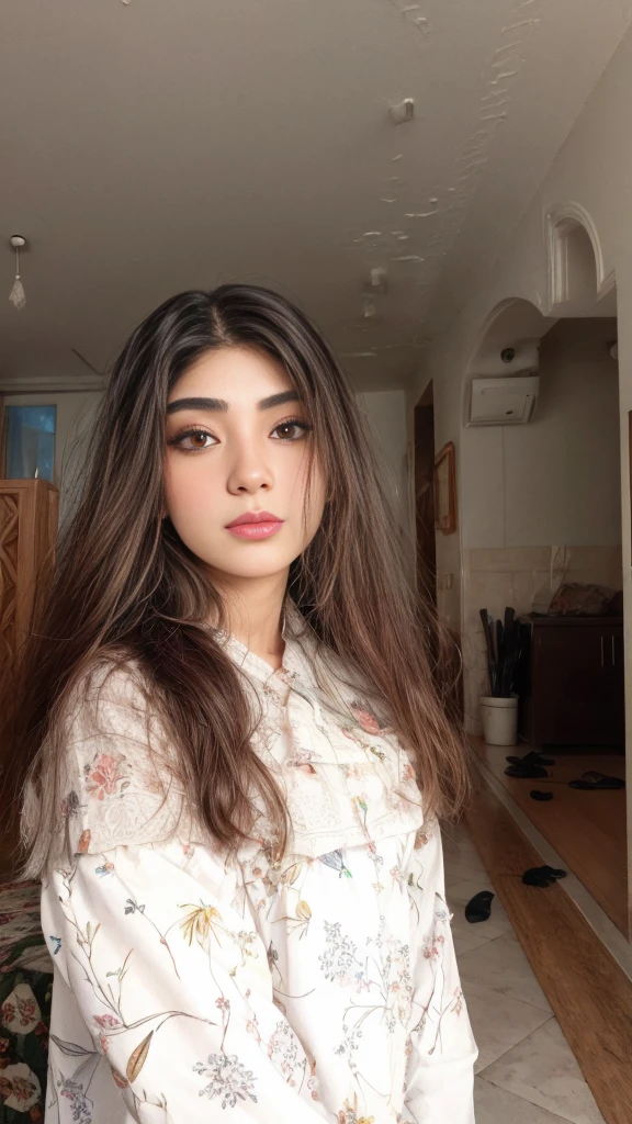 Turn this photo of me into a painting with full details that looks like me and is 3D. I'm Persian girl.