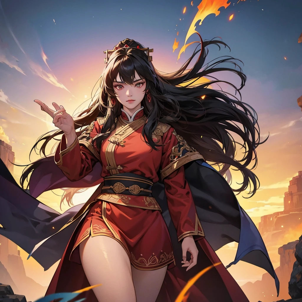 1 beautiful genghis khan lady, , demon slayer, 8k, hd, unreal engine,