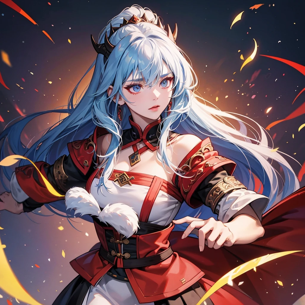 1 beautiful genghis khan lady, , demon slayer, 8k, hd, unreal engine,