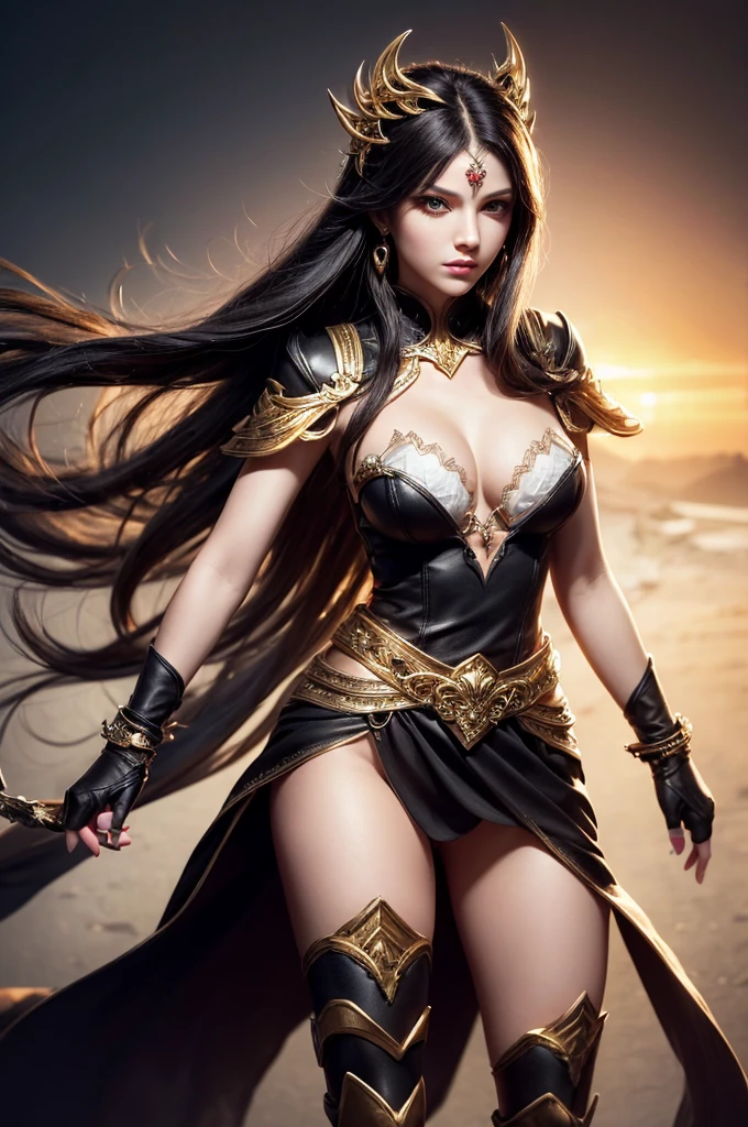 There is lost coliseum there in battle stance stand female lioness , she have ebony colour skin beautiful yellow eyes dark gold eyeshadows make up, ring style earrings, her hair is purple with pink highlights . she dressed in white neather topic with golden parts on countures also short and white leather straps on her legs instead of boots, her hands have hude ruby claws on her fingers, (ultra high quality fantasy art, dark fantasy style, masterpiece, ultra high quality character design, 8k quality anime art, realistic anime art, top quality wallpaper illustration, detailed ultra high quality accurate face, high quality design and accurate physic)
