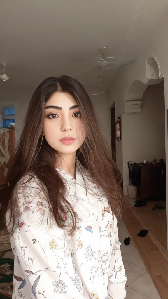 Turn this photo of me into a painting with full details that looks like me and is 3D. I'm Persian girl.