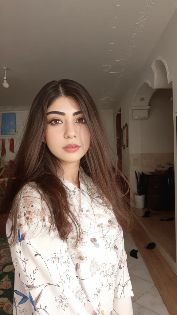 Turn this photo of me into a painting with full details that looks like me and is 3D. I'm Persian girl.