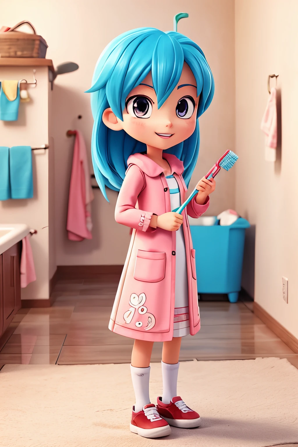 Toothbrush. anime style. 