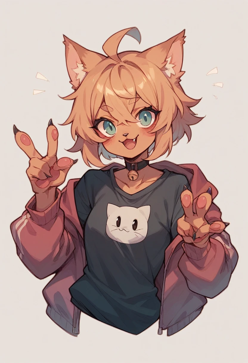 Puppet cat avatar，There are lines on it，Color Flat，Simple
