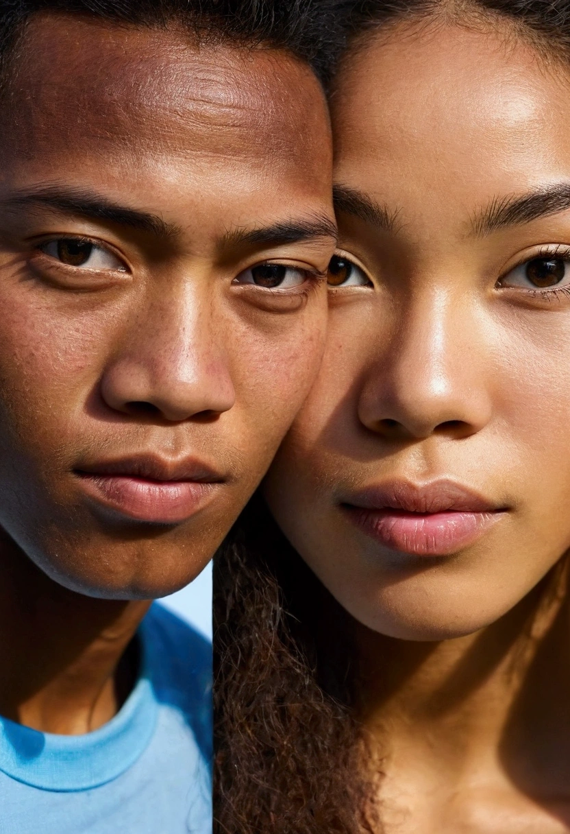 Half asian half african half europe mixed people face ethnic race