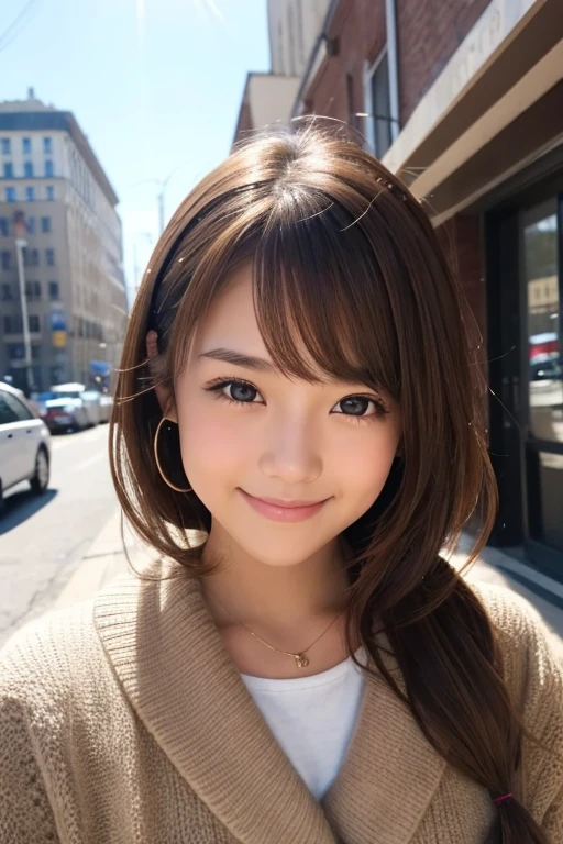 1girl, solo, smile, brown_hair, original, brown_eyes