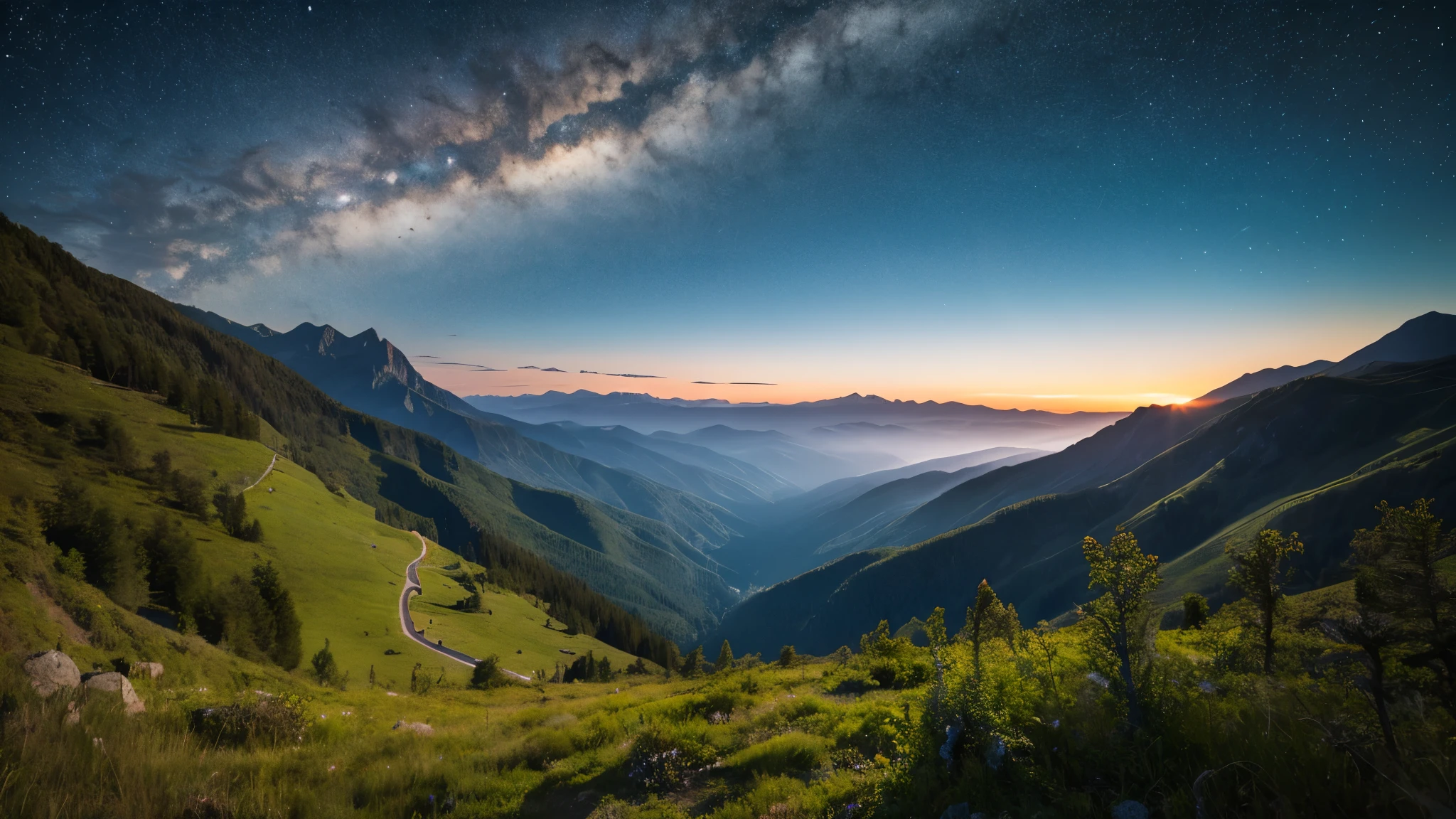 Starry Sky, mountain landscape