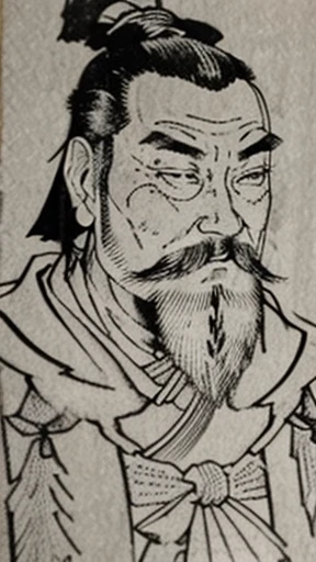 (((whole body))),((Monochrome)),(((Ink Painting))),Oriental、Men in ancient Chinese costumes、(ancient chinese hairstyle male)、As seen in the Romance of the Three Kingdoms々military commander、Highest quality、masterpiece、Ultra-high resolution、(Realistic:1.4)、Game Poster、Crisp and beautiful image quality、beard、Embroidered cloth wrapped around a topknot、whole body ,(Skin of color, ),(beard):1.2), (Very detailed, bloom:1.5), (Highest quality, Concept Art, 4K), (analog:1.2), (high sharpness), (Detailed pupil:1.1), Detailed face and eyes, masterpiece, Highest quality, (Very detailed photos:1.1), 8k, (Dynamic Short Hair), (PurerosFace_v1:0.2), [:(Detailed face:1.2):0.2], sharp, Shadow, 