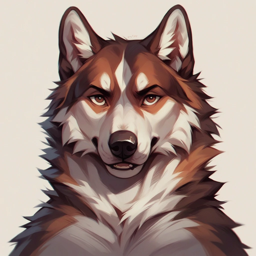 Animal figures,husky dog,front,There are lines on it,Color Flat,Simple