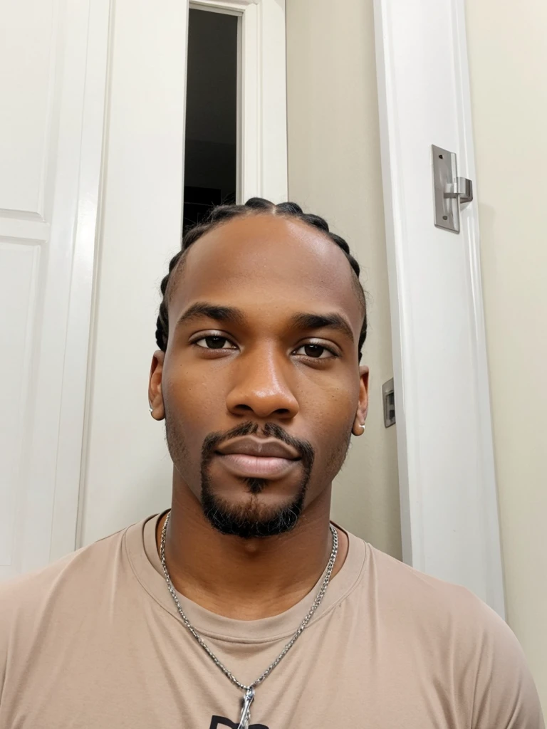 A black man with cornrows