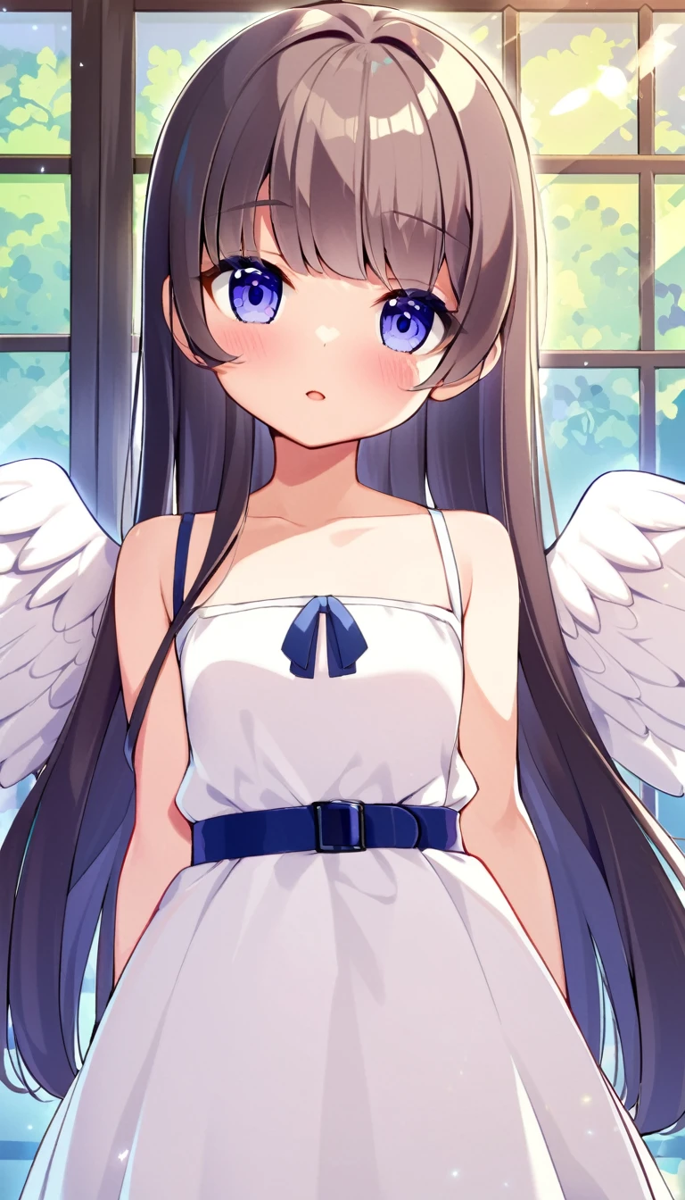 one girl, angel, pure white angel, naive, , white dress, cute