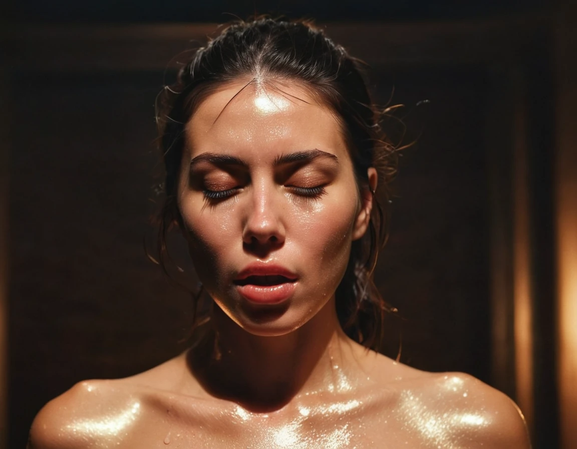 masutepiece,award - winning photo, Extremely detailed, edgOrgasm, Woman with mouth open and eyes closed , Skin shiny with sweat、Face Focus、frombelow、Illumination that emphasizes shiny sweat{{{Spread }}}, A dark-haired、NSFW、, highly detailed erotic female form, dramatic lighting, close-up, photorealistic, 8k, cinematic composition, vivid colors, chiaroscuro, moody atmosphere, mature content, explicit, adults only