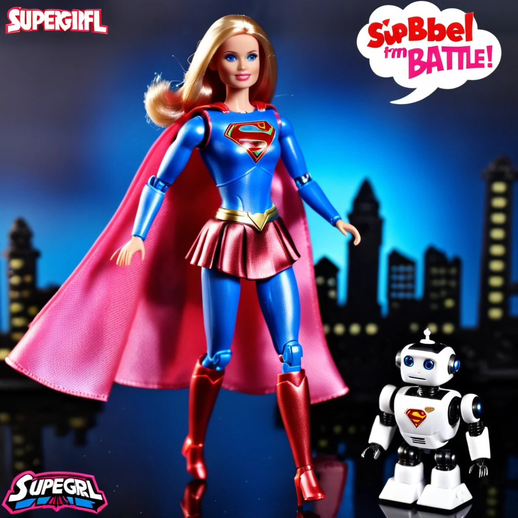 １Supergirl Barbie Doll Collection、Accurate Mattel product、１Robbie the Robot from Forbidden Planet toy ,  Supergirl and robot battle scene、