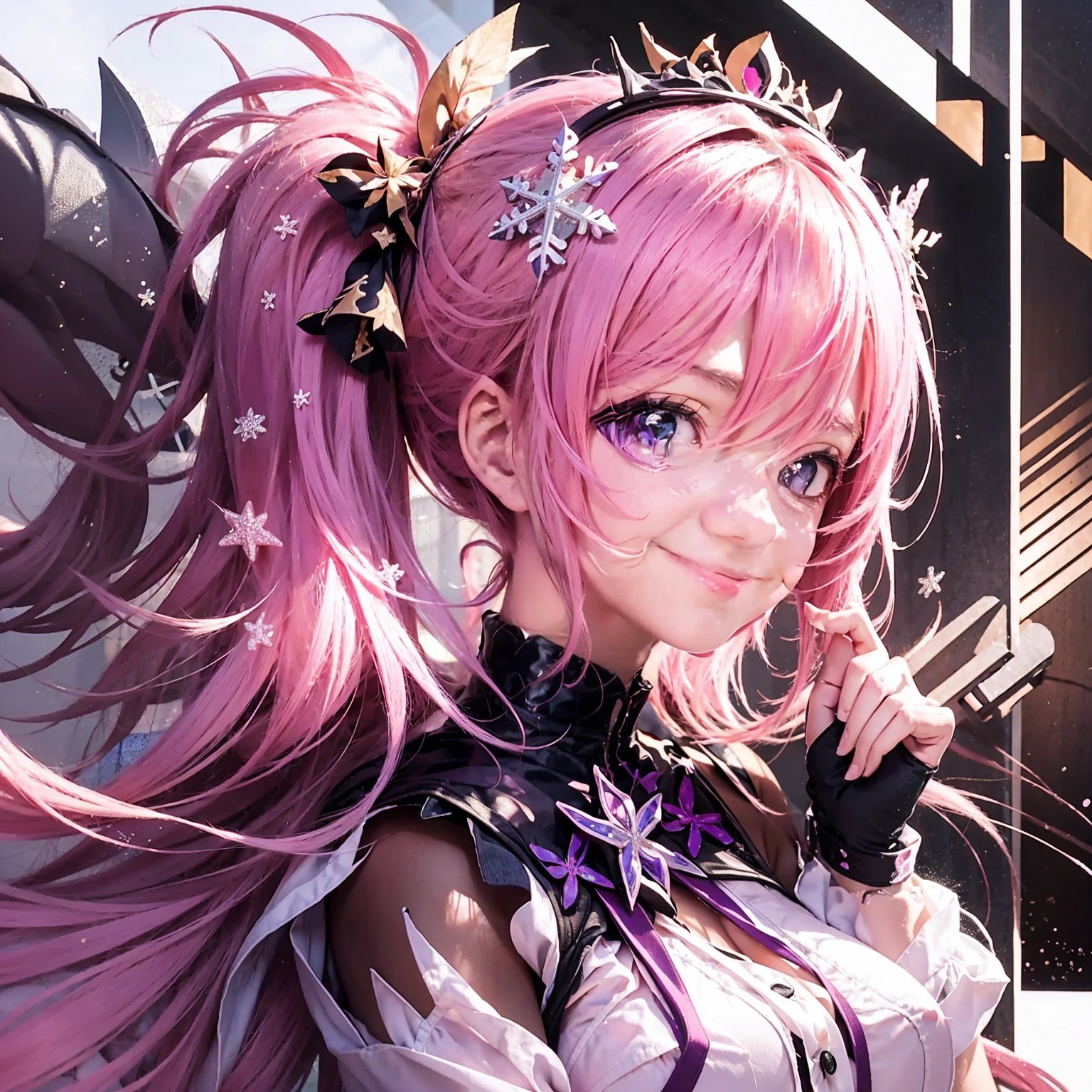 Anime girl, pink hair, in a bikini at the beach with a beautiful smile and money in her hands