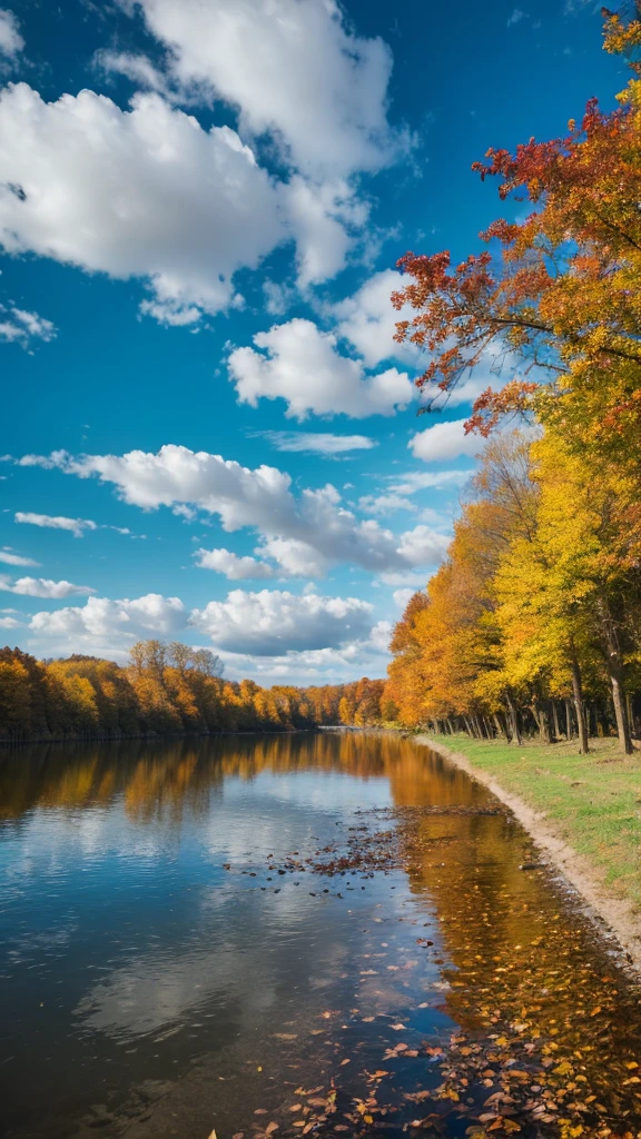 Autumn water grows with the sky