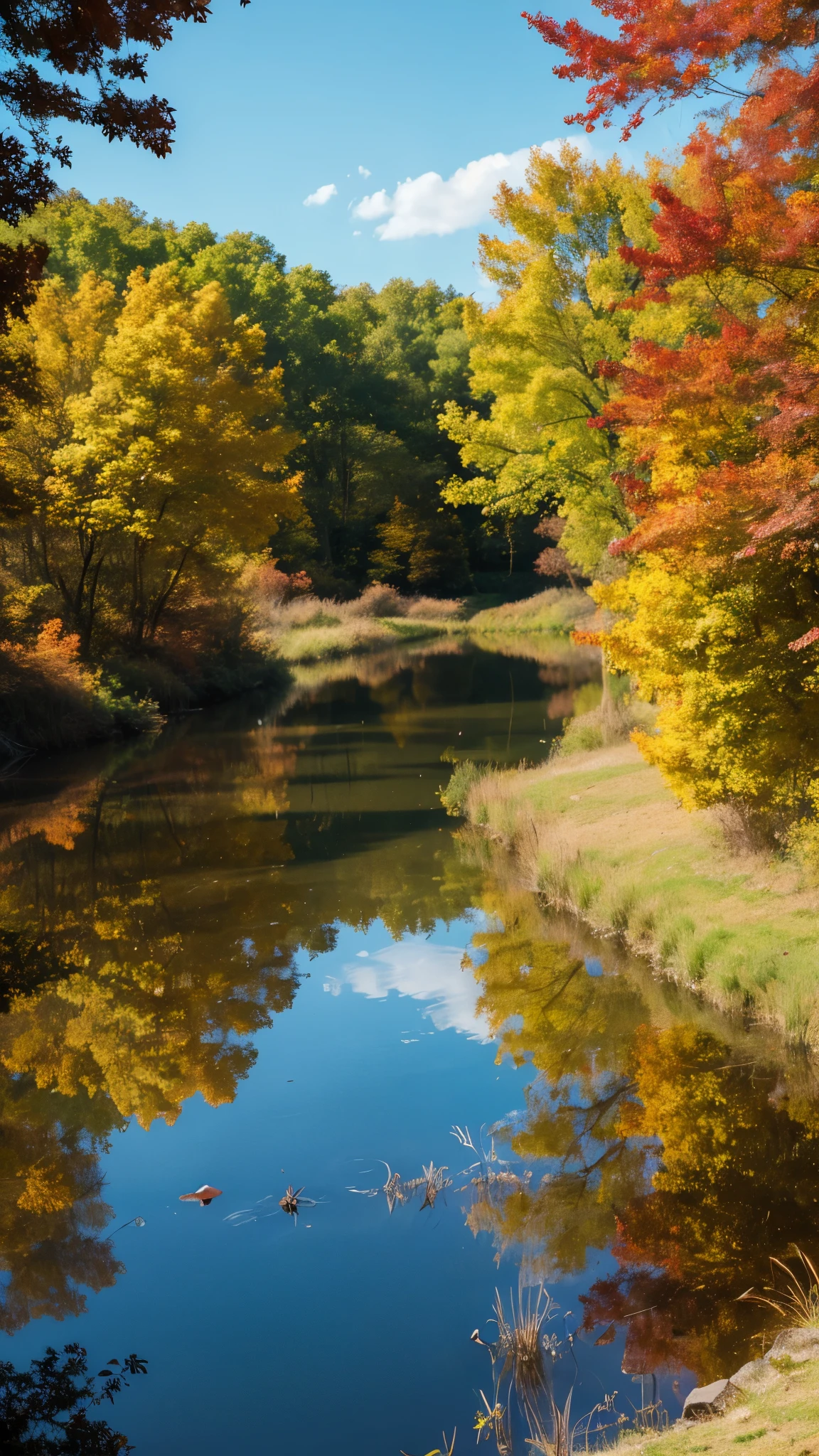 Autumn water grows with the sky