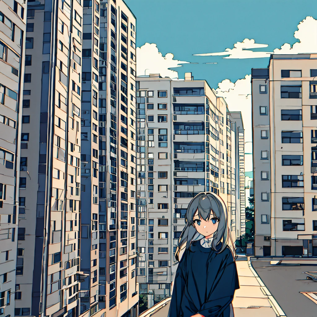 Simple Cloudy Sky Apartment Complex Girl Nostalgic Simple Sad