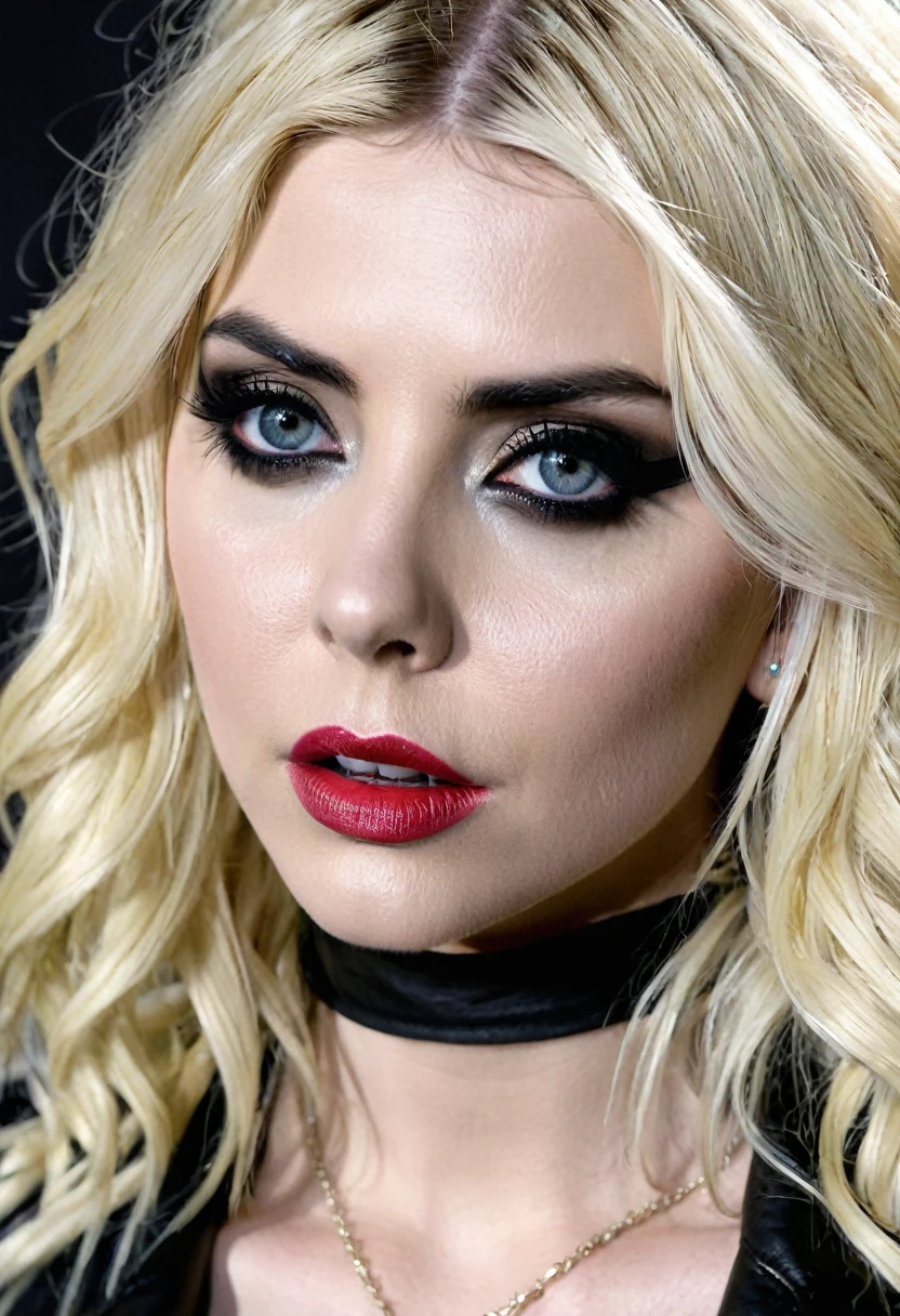 Holly Willoughby kopiert Taylor Momsen bis ins kleinste Detail, wears identical clothes, Hairstyle and make-up, steals the scene with a reenactment of The Pretty Reckless’ “Going to Hell” music video, pay careful attention to threads and hair, the facial expression is softly illuminated, dramatically positioned, the textures are dramatically alive, the eyes are spoiled with spectacular views, flawless imitation, UHD drawing