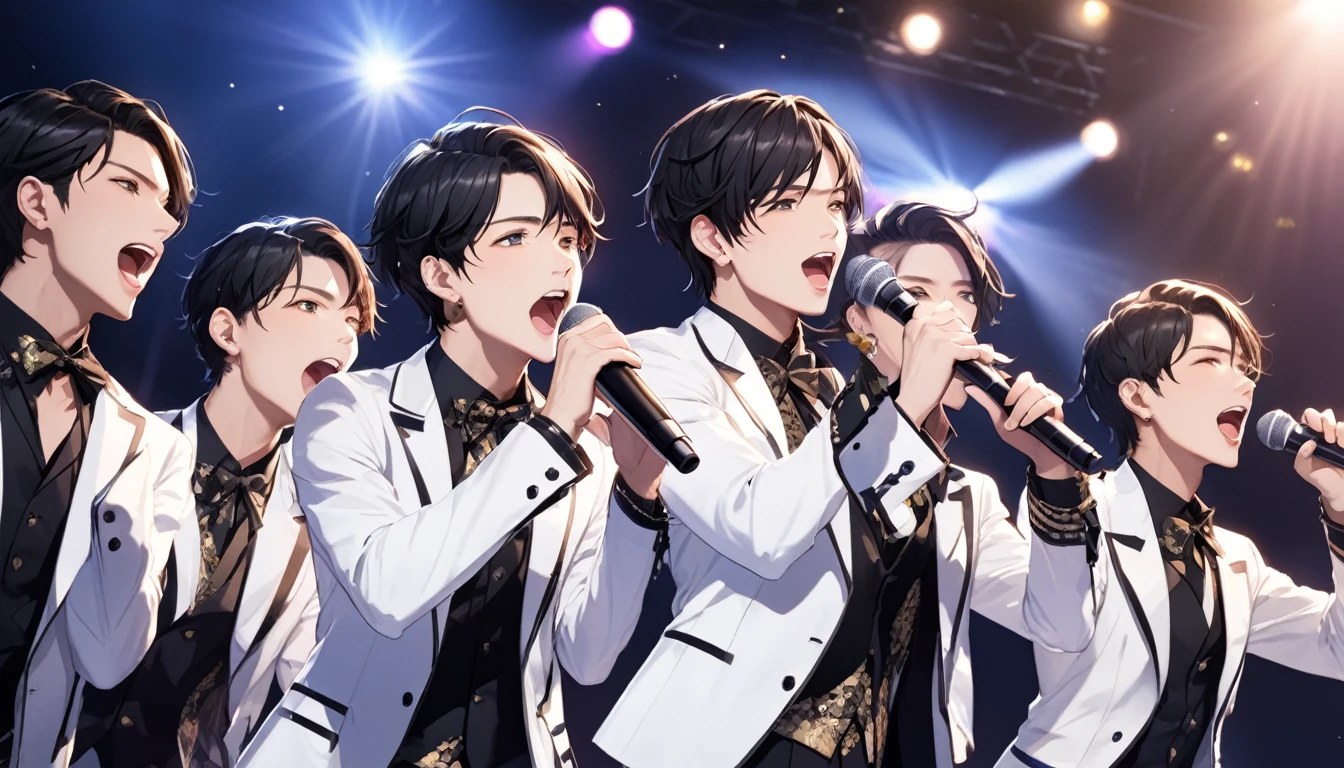 Handsome、Black Hair、Idol、More than one person、group、singing、