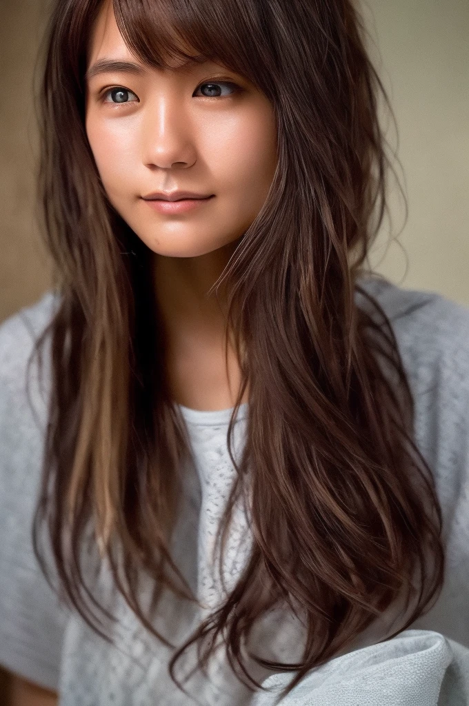 Cute Japanese Women Photos, Little Woman, 20-year-old, Beautiful and perfect face, brown, Beautiful Face, thin: 1.2,Dressed, (photo Realistic:1.4), (hyper Realistic:1.4), (Realistic:1.3),
(Smoother lighting:1.05), (Improving the quality of cinema lighting:0.9), 32k,
1 girl,20-year-oldの女の子, Realistic lighting, Backlight, The light shines on your face, Ray Tracing, (Bright light:1.2), (Improvement of quality:1.4),
(Highest quality Realistic textured skin:1.4), fine grain, Detailed face,
(tired, Sleepy and happy), (smile:0), Face close-up, T-Shirts,
(Accentuates body lines:1.1), (Enhances the beauty of skin texture:1.1)