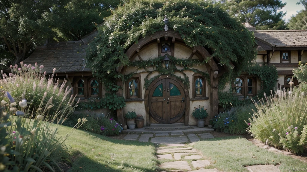 Hobbiton, Middle Earth, beautiful serene Hobbiton, Middle Earth, Middle Earth, the county, Middle Earth landscape, hobbit hole, county, hobbits, Hobbiton, Lord of the Rings style, the county castle, hobbit, inspired the lord of the rings