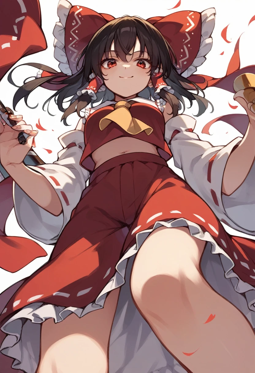 score_9,score_8_up, score_7_up,source_anime.from front,below view,,1girl, hakurei reimu, touhou,mediumshot,