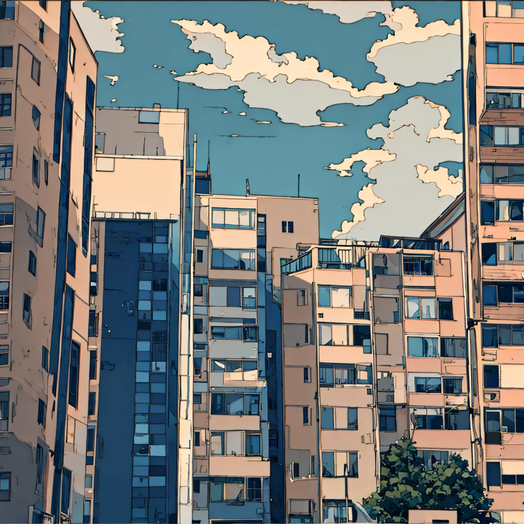 Simple cloudy sky apartment woman nostalgic simple sad