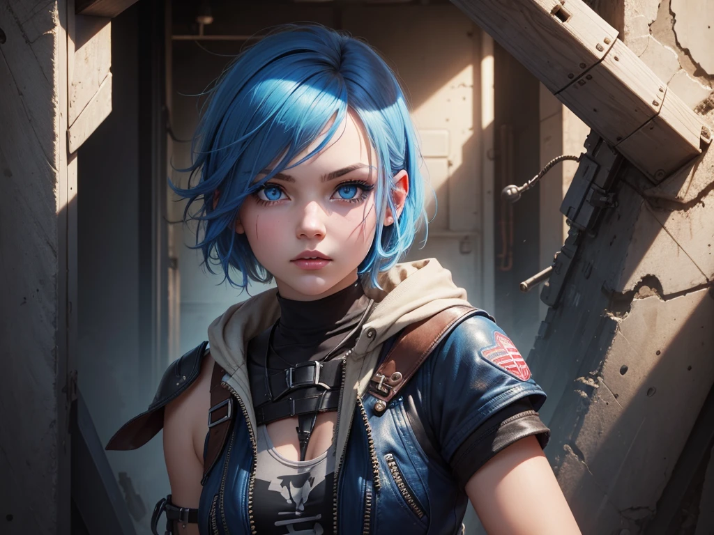 1girl solo high resolution short hair blue eyes ctberpunk crom
