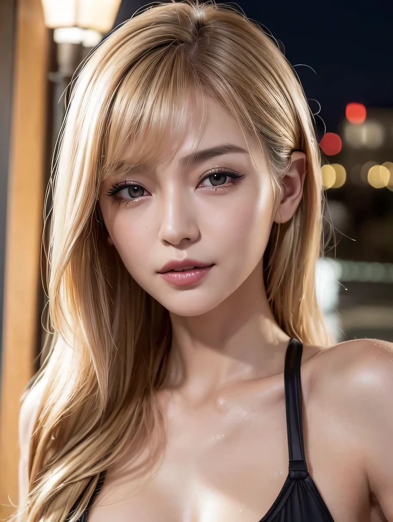 Best-quality, Masterpiece, Ultra-High-Resolution, (Photorealistic:1.4), Raw-Photo, Extremely-Details, Perfect-Anatomy, 1girl, most popular Japanese actress, portrait, grinning, extremely beautiful sexy face, amazingly sexual arousing face, extremely beautiful big black solid circle eyes, extremely beautiful blonde short cut haired, extremely beautiful realistic skins, extremely beautiful lips, extremely beautiful long eyelashes, detailed sexy face, detailed sexual arousing face, detailed eyes, detailed blonde hair, detailed realistic skins, detailed lips, detailed long eyelashes
