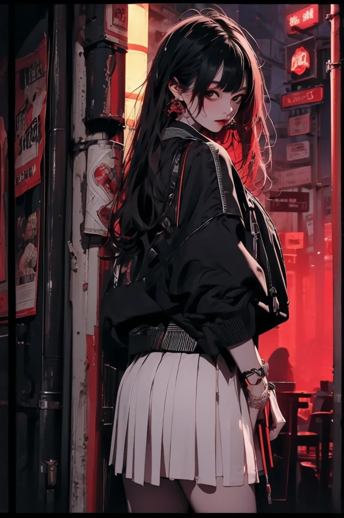 (masterpiece), (best quality), (Extremely detailed), nightclub, sexclub, club, carnival, red light, darkroom, smokes, FOG, grope, different, Harassment, , Alcohol, 大leg, leg, skirt，1girl(1.5)